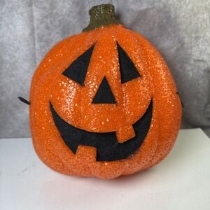 Vintage Melted‎ Plastic Popcorn Jack-O-Lantern Porch Light Cover  12"w 11.5t